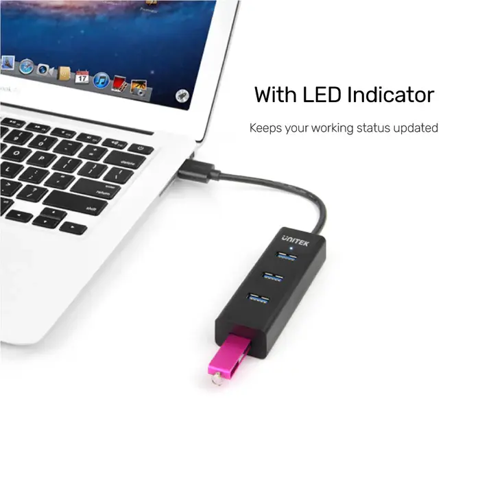 Y-3089, Unitek 4-in-1 USB3.0 4-Port Hub, Black