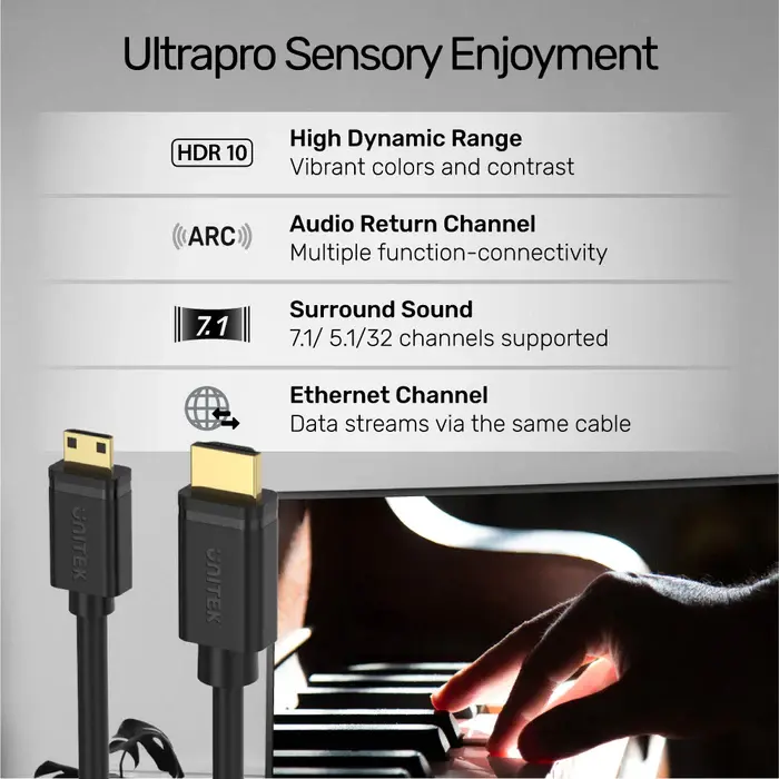 Unitek Y-C182 Cable, Micro HDMI (M) to HDMI (M) Cable 2M