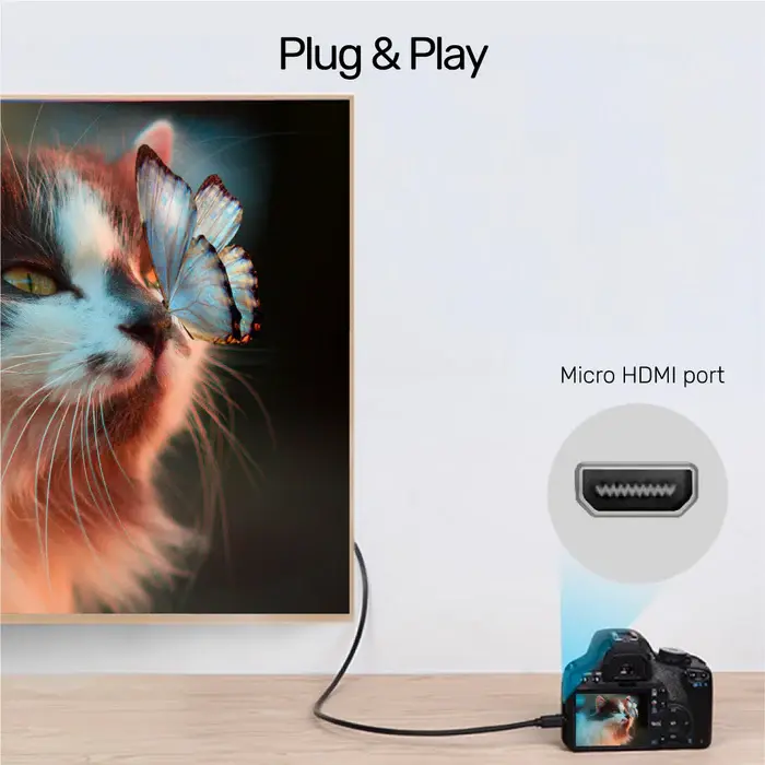 Unitek Y-C182 Cable, Micro HDMI (M) to HDMI (M) Cable 2M