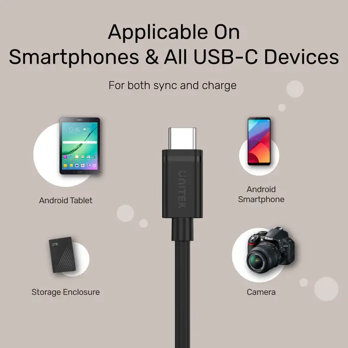 Unitek Y-C477BK USB3.0 Type-C (M) to Type-C (M) Cable 1M