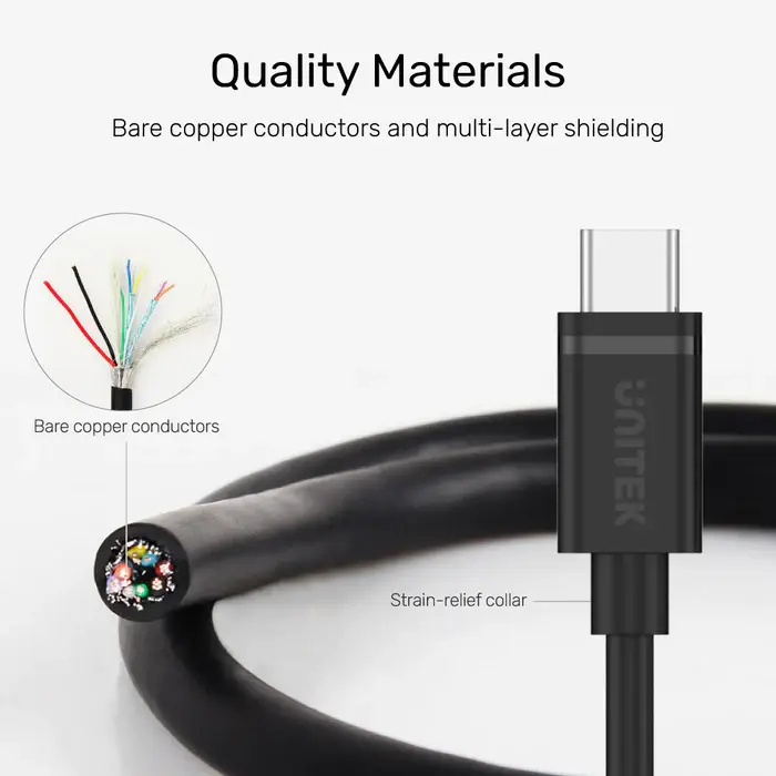 Unitek Y-C477BK USB3.0 Type-C (M) to Type-C (M) Cable 1M
