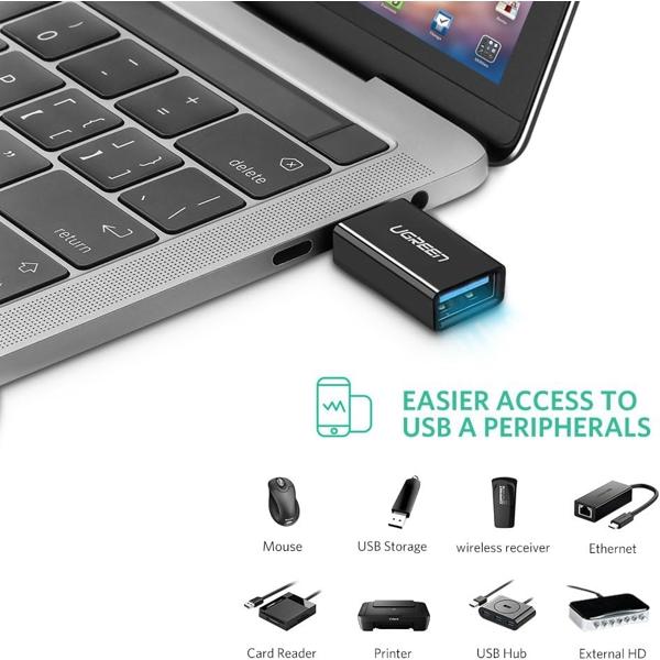 UGREEN US173 Adapter, Type-C 3.1 Male To USB 3.0 female Adapter, Black