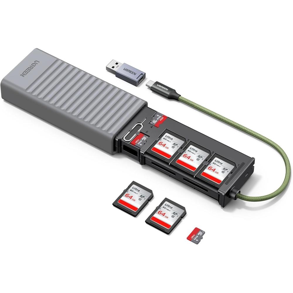 UGREEN CM856 Card Reader, Multi-function Card Reader Case, Grey