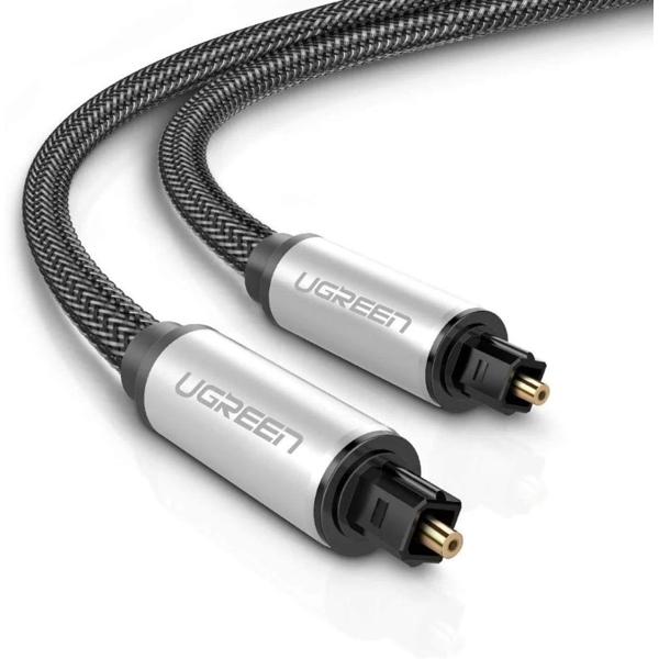 UGREEN AV108 Cable, Toslink Optical Audio Cable, 2m, Black/Silver
