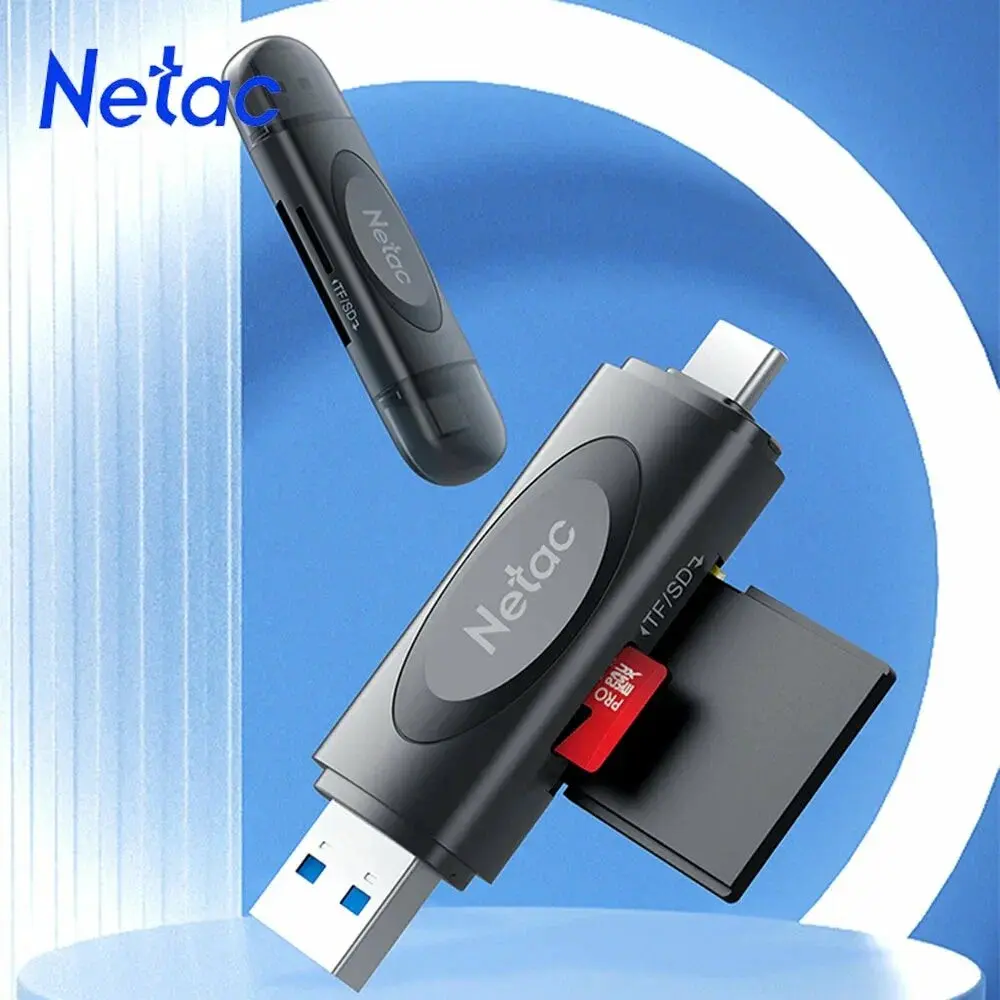 NETAC WK13 Card Reader, USB3.0+Type-C to mSD/SD, Grey