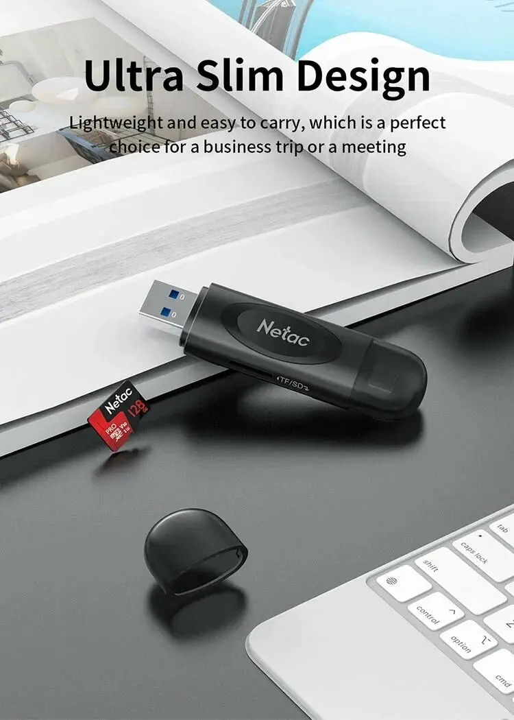 NETAC WK13 Card Reader, USB3.0+Type-C to mSD/SD, Grey