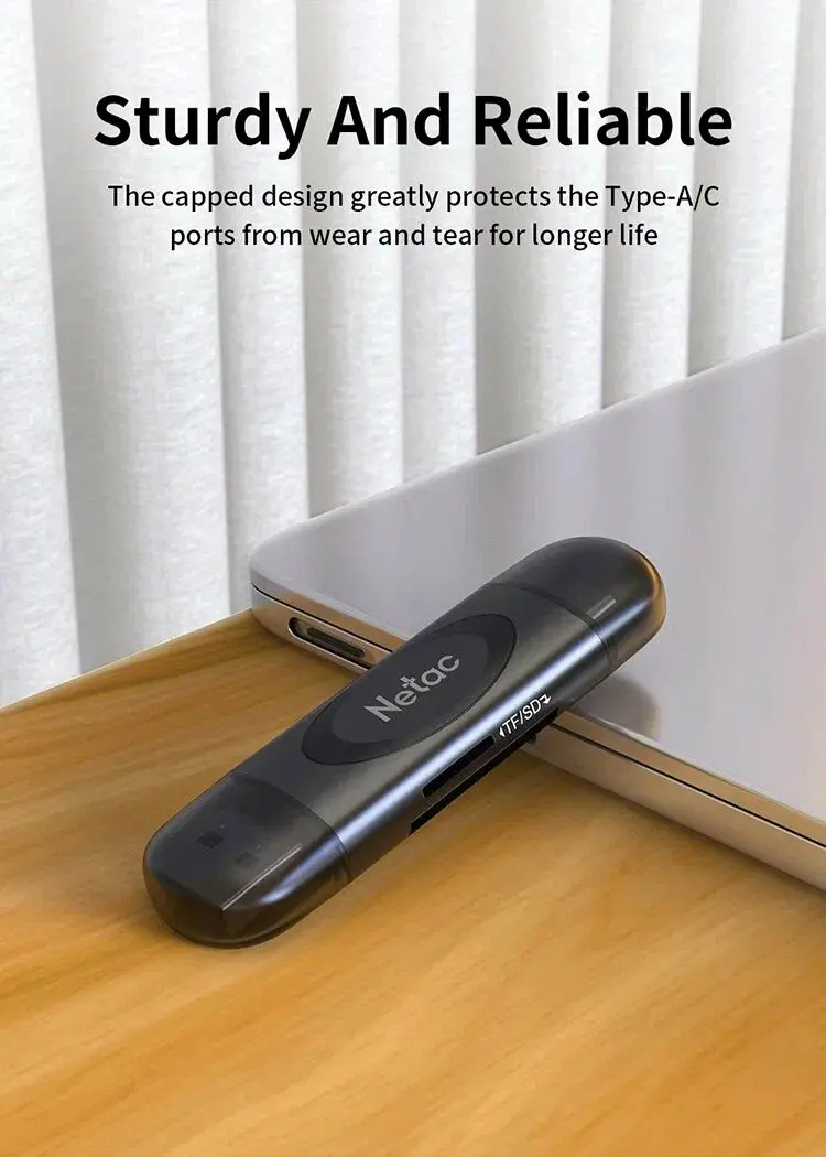NETAC WK13 Card Reader, USB3.0+Type-C to mSD/SD, Grey
