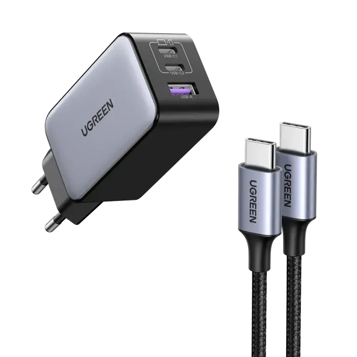 UGREEN X553 Power Supply, Nexode Air, 65W, USB, USB-C x2, Grey