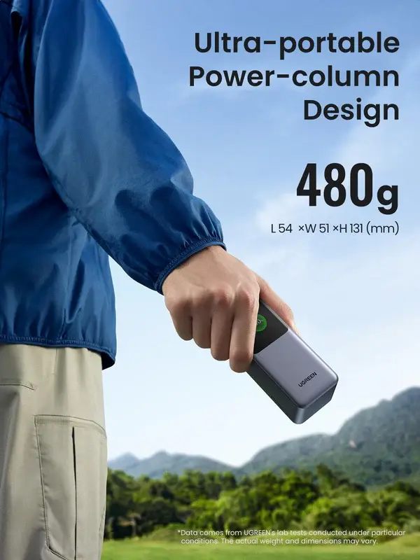 UGREEN PB721 Power Bank, 20000mAh, 130W, Nexode with Smart Digital Display, With Retractable Type-C, Grey