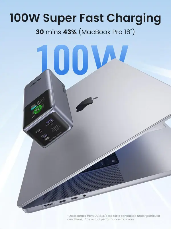 UGREEN PB721 Power Bank, 20000mAh, 130W, Nexode with Smart Digital Display, With Retractable Type-C, Grey