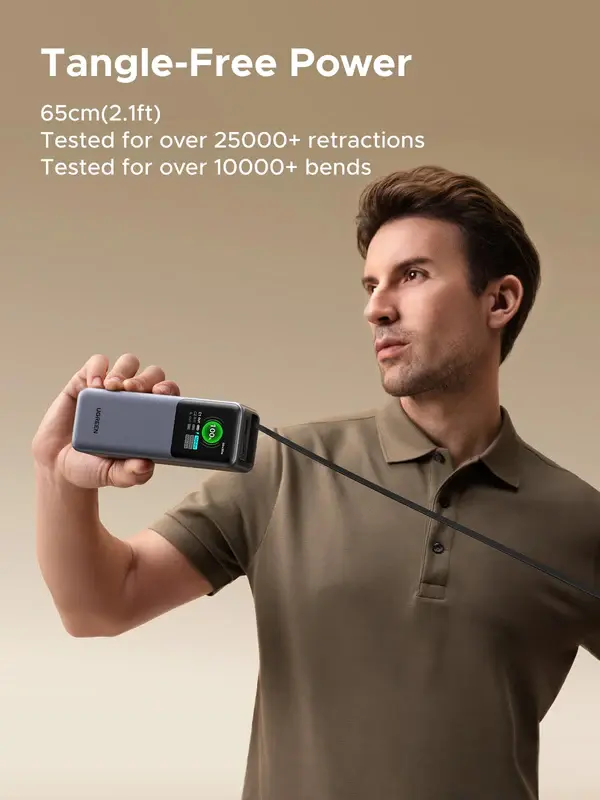 UGREEN PB726 Power Bank, 20000mAh, 165W, Nexode with Smart Digital Display, With Retractable Type-C, Grey