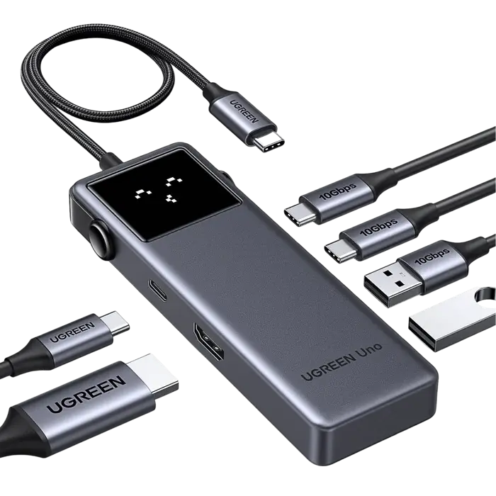 UGREEN CM888 USB HUB, Groovy Robot, 6-in-1, HDMI, USB-A, Type-C, HUB, Space Gray