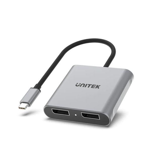 Unitek V1404A USB-C to Dual DP1.4 8K Adapter with MST, Space Gray