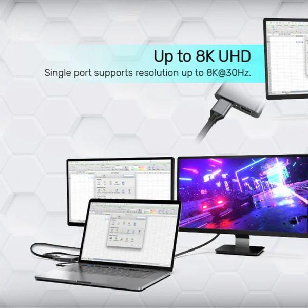 Unitek V1404A USB-C to Dual DP1.4 8K Adapter with MST, Space Gray