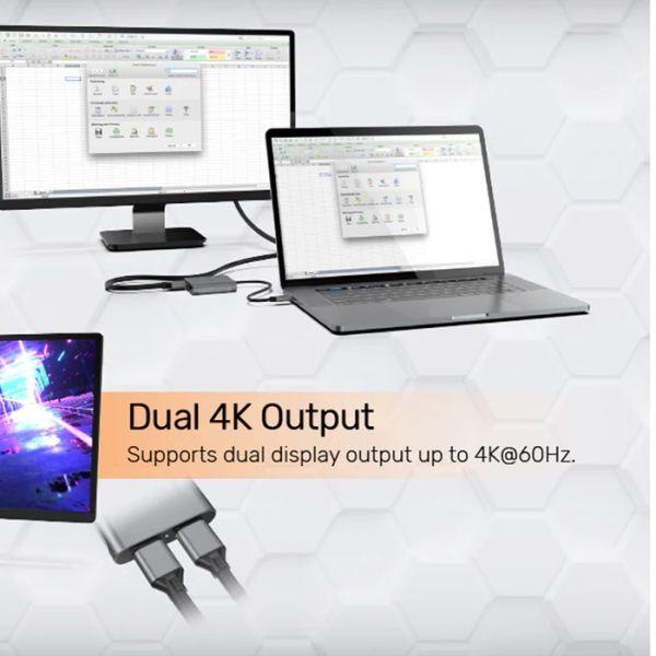 Unitek V1404A USB-C to Dual DP1.4 8K Adapter with MST, Space Gray
