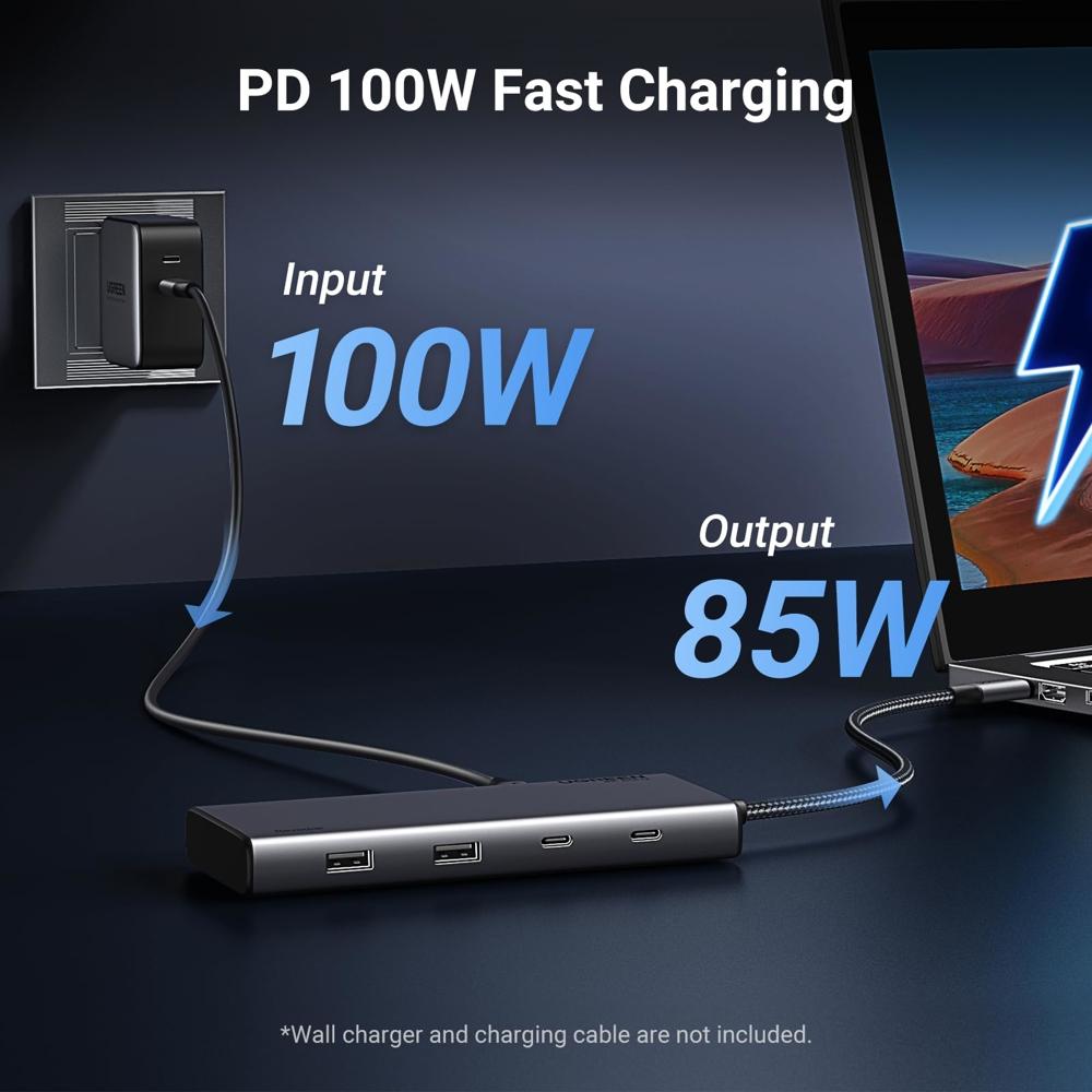 UGREEN CM639 USB HUB, Revodok 308, HDMI, DP, Type-C, USB-A, PD, 8 in 1 USB C Docking Station, Grey