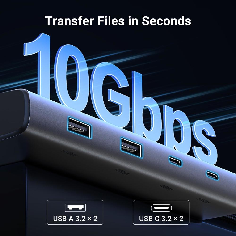 UGREEN CM639 USB HUB, Revodok 308, HDMI, DP, Type-C, USB-A, PD, 8 in 1 USB C Docking Station, Grey
