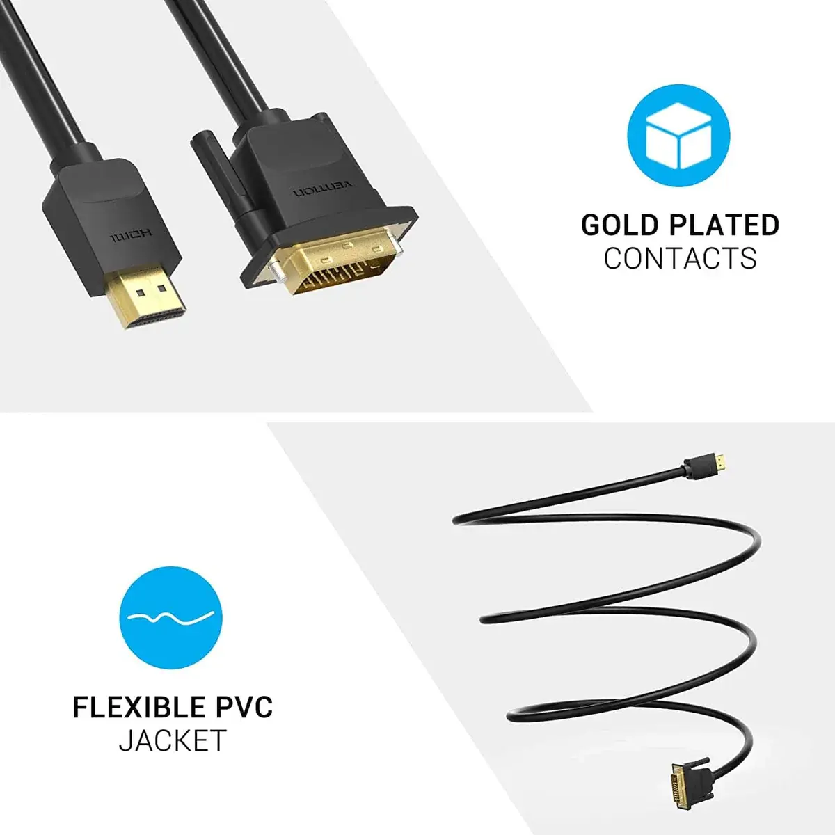 Vention ABFBG Cable, HDMI to DVI Cable 1.5M Black