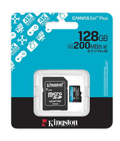Kingston SDCG4, 128GB, Canvas Go Plus Gen4 Memory Card