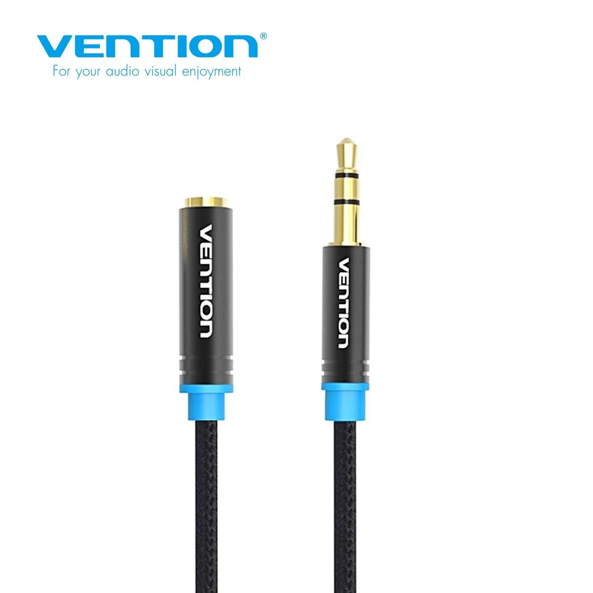 VAB-B06-B200-M, Vention Cotton Braided 3.5mm Audio Extension Cable 2M Black Metal Type