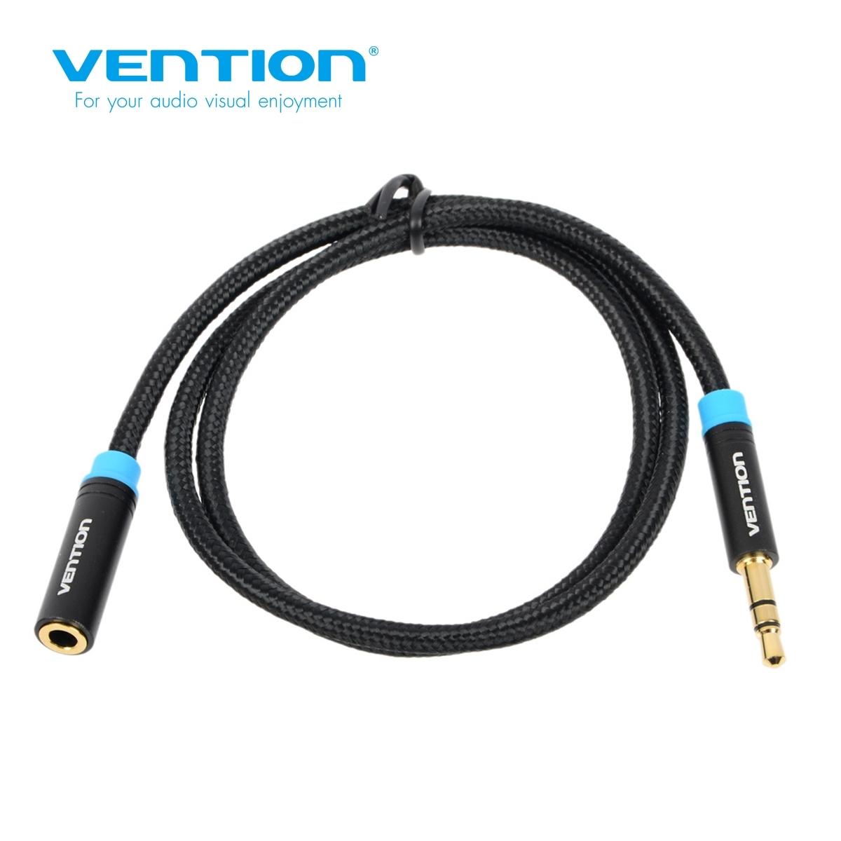 VAB-B06-B200-M, Vention Cotton Braided 3.5mm Audio Extension Cable 2M Black Metal Type