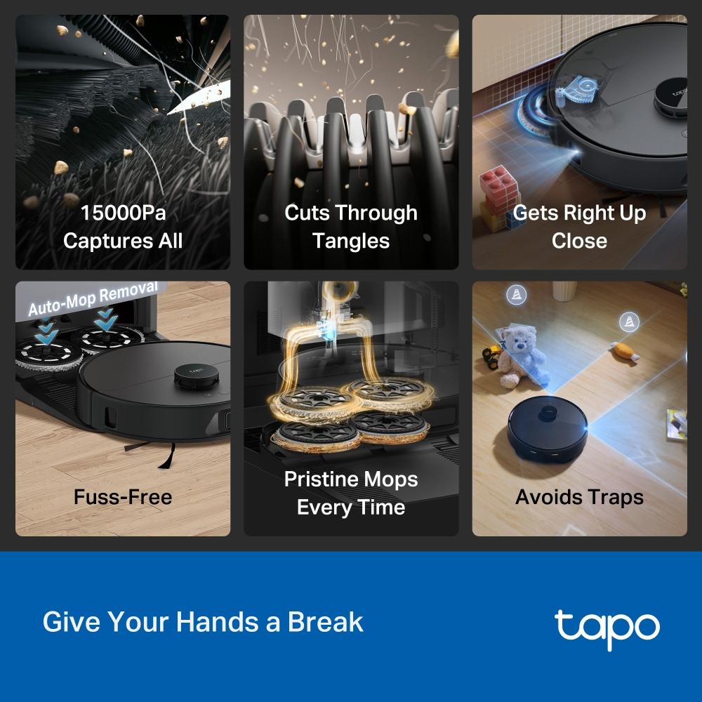 TP-Link Tapo RV50 Pro Omni, All-in-One Dock, Robot Vacuum Cleaner, Black