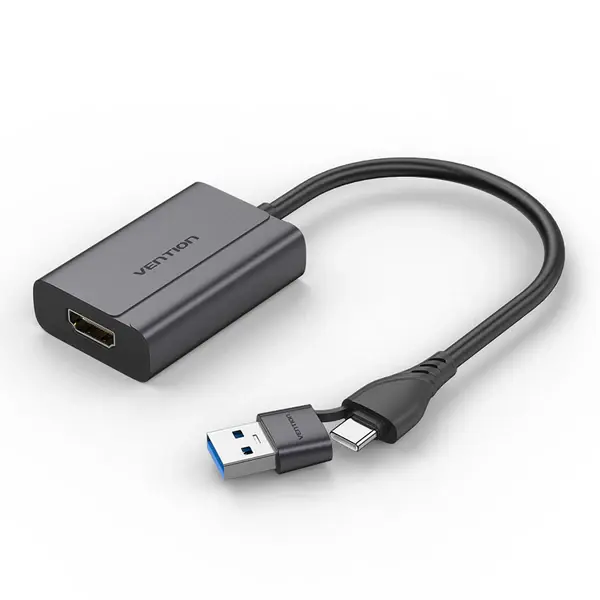 Vention ACYHB USB-C and USB-A to HDMI Converter Gray Aluminium Alloy Type