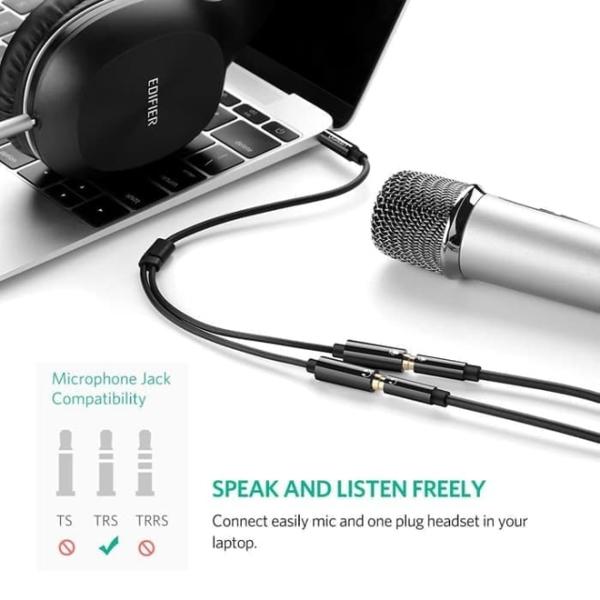 AV141 UGREEN (30620) 3.5mm male to 2 Female Audio Cable ABS Case (Black)