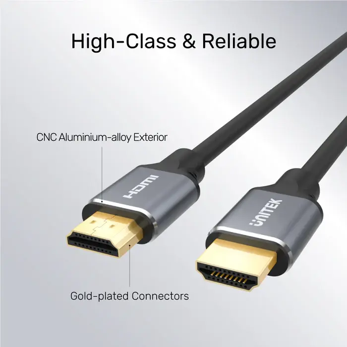 C140W, Unitek 5M HDMI2.1 Male to Male Cable (8K 60Hz), Space Grey + Black