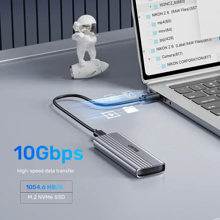 Unitek S1241B01 USB Adapter, USB-C 10Gbps to NVMe M.2 SSD Enclosure, up to 8TB, Space Grey