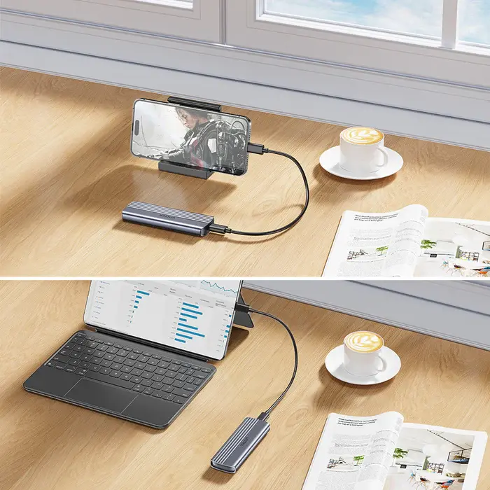 Unitek S1241B01 USB Adapter, USB-C 10Gbps to NVMe M.2 SSD Enclosure, up to 8TB, Space Grey