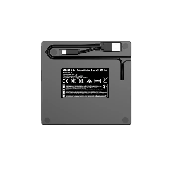 Unitek USB Adapter, T1037A01, 5-in-1 External Optical Drive with USB Hub, SD Card Reader- Up to 5 Gbps; 8x DVDR, 24x CD wri