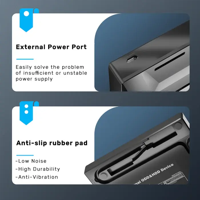 Unitek USB Adapter, T1037A01, 5-in-1 External Optical Drive with USB Hub, SD Card Reader- Up to 5 Gbps; 8x DVDR, 24x CD wri