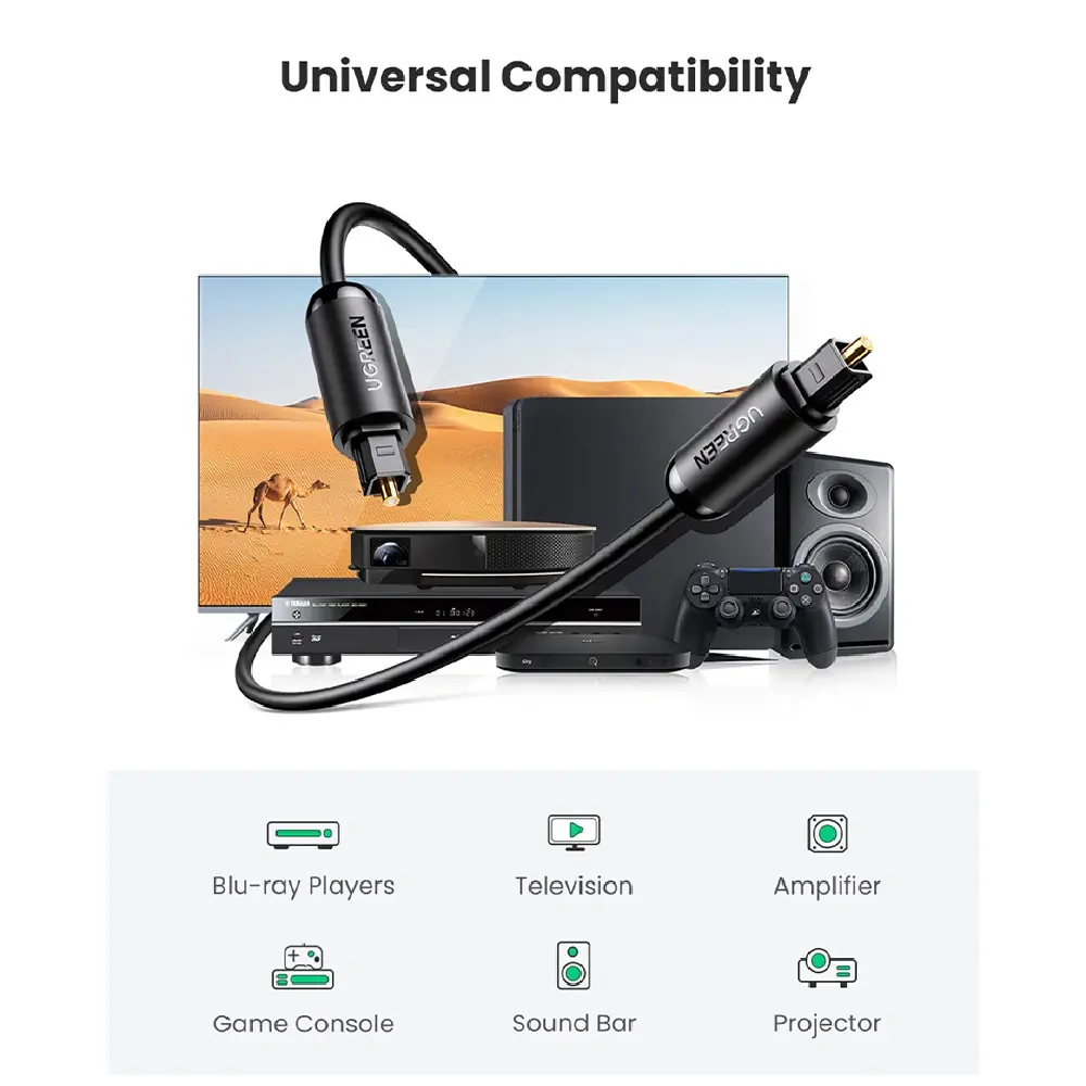 UGREEN AV122 (70892) Toslink Optical Audio Cable 2m (Black)
