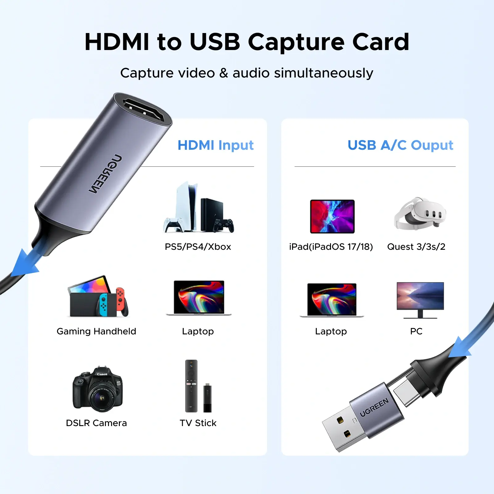 CM489 (40189) Adapter, Video Capture Card 4K HDMI to USB/Type-c adapter