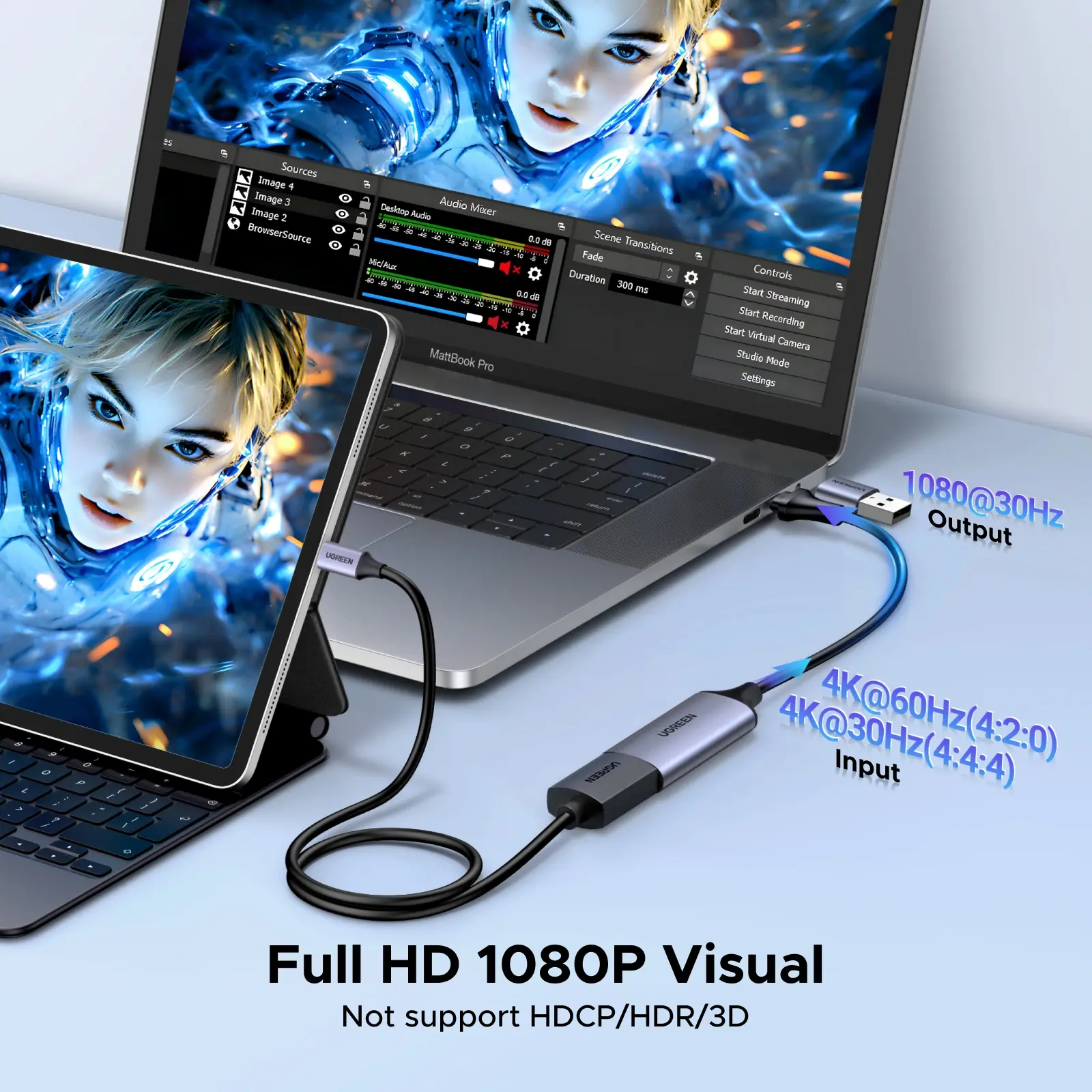 CM489 (40189) Adapter, Video Capture Card 4K HDMI to USB/Type-c adapter