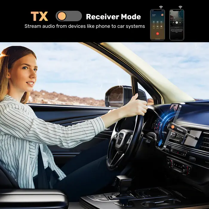 Unitek B1111A01 Bluetooth Adapter, 2-in-1 Bluetooth 5.3 Transmitter/Receiver, up to 10 m, latency 40ms, charge up to 10