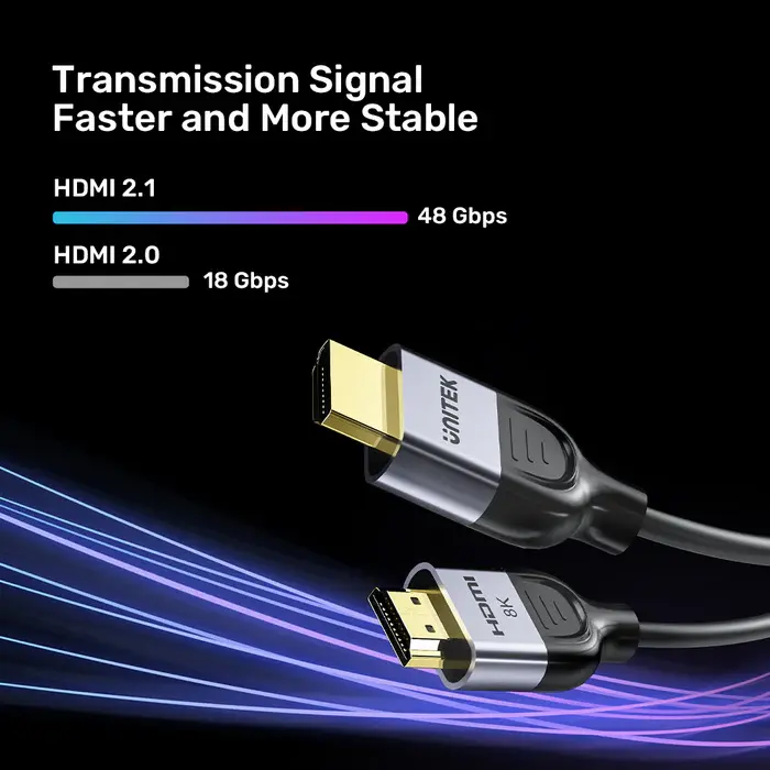C11086GY01-2M Unitek 2M, HDMI2.1 Male to Male Cable Gaming 8K 60Hz