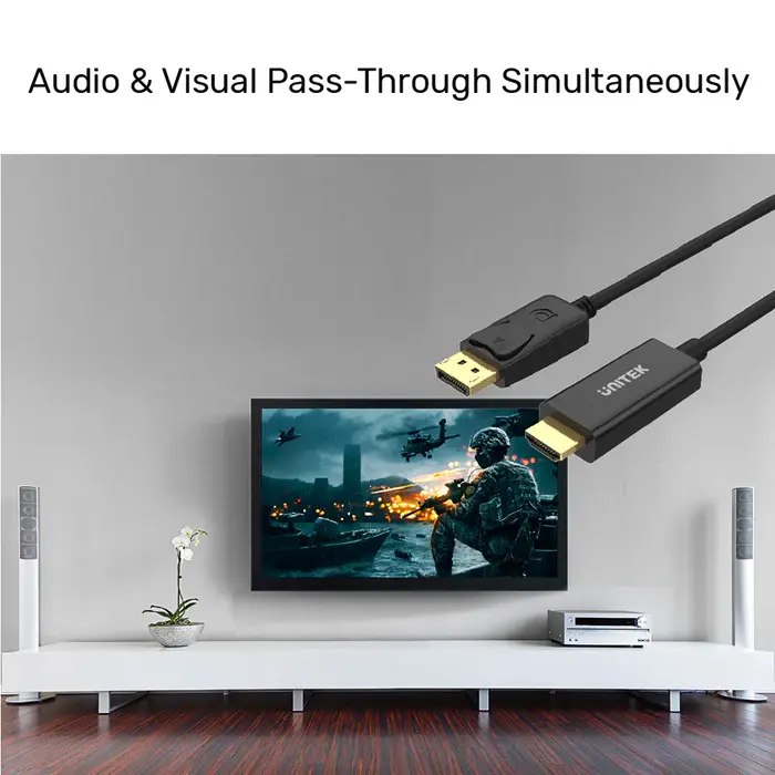 Unitek Y-5118CA Cable, 1.8M DisplayPort to HDMI 1080P Full HD Cable