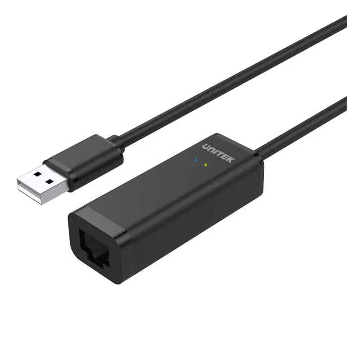 Unitek Y-1468 USB Adapter, USB2.0 to 10/100Mbps Ethernet Adapter, With LED Indicator, Black