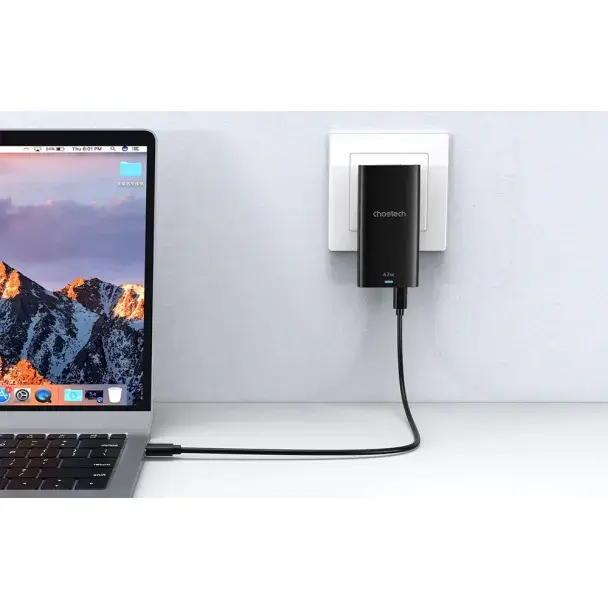 XX-PD6011-EU-BK, Choetech PD6011 67W GAN Ultrathin A+C Wall Charger Black