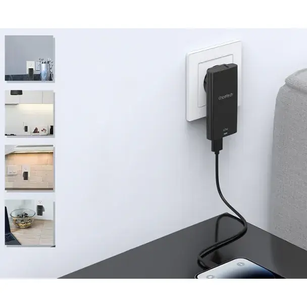 XX-PD6011-EU-BK, Choetech PD6011 67W GAN Ultrathin A+C Wall Charger Black