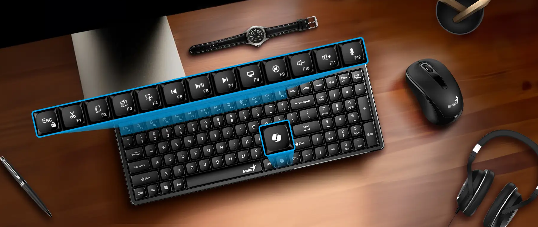 Genius LuxeMate Q8100, AI Copilot Key, Keyboard + Mouse, Black