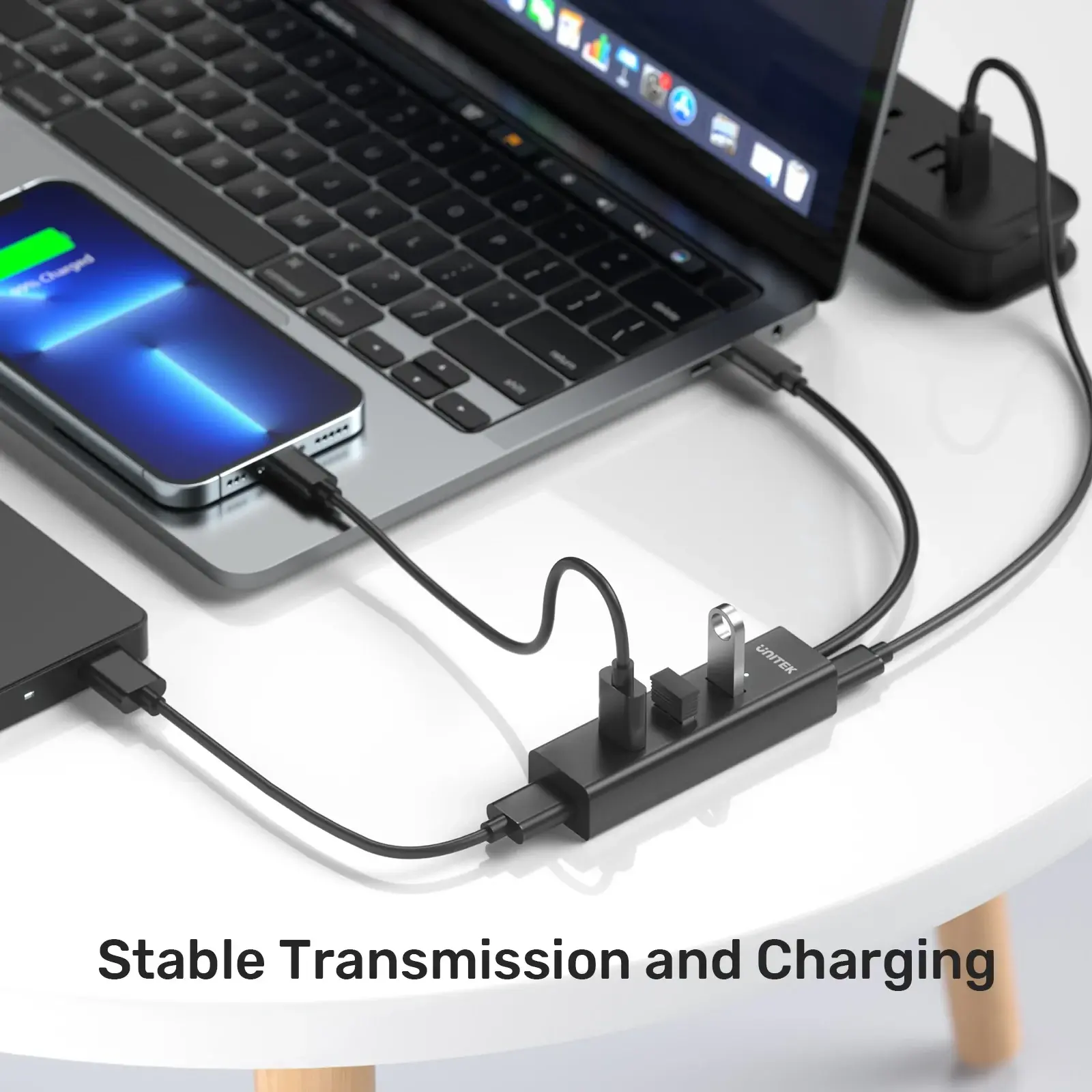 Y-3089Z01, Unitek 4-in-1 USB-C 5Gbps Hub (4*USB-A) Black