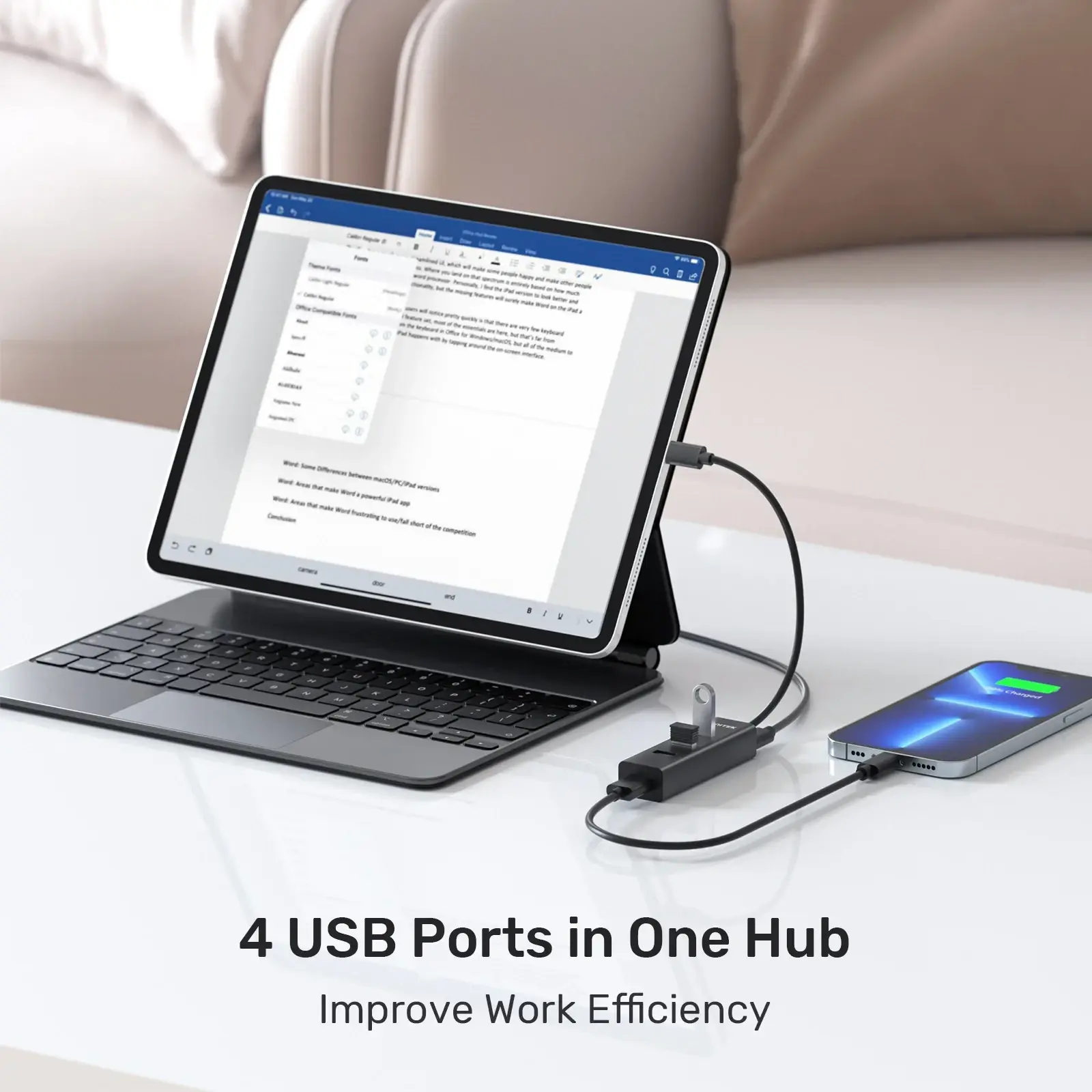 Y-3089Z01, Unitek 4-in-1 USB-C 5Gbps Hub (4*USB-A) Black