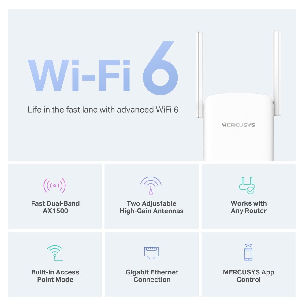 Mercusys ME60X, AX1500 Wi-Fi 6 Range Extender