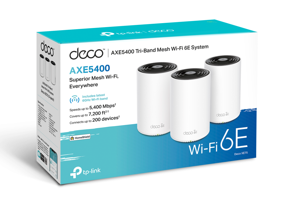 TP-Link Deco XE75(3-pack), AXE5400 Whole Home Mesh Wi-Fi 6E System