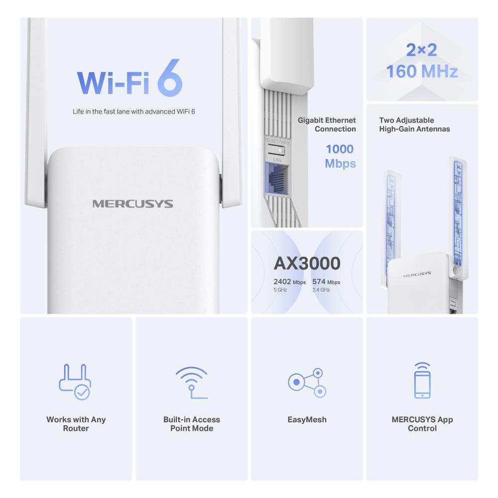 Mercusys ME80X ME80X, AX3000 Wi-Fi 6 Range Extender