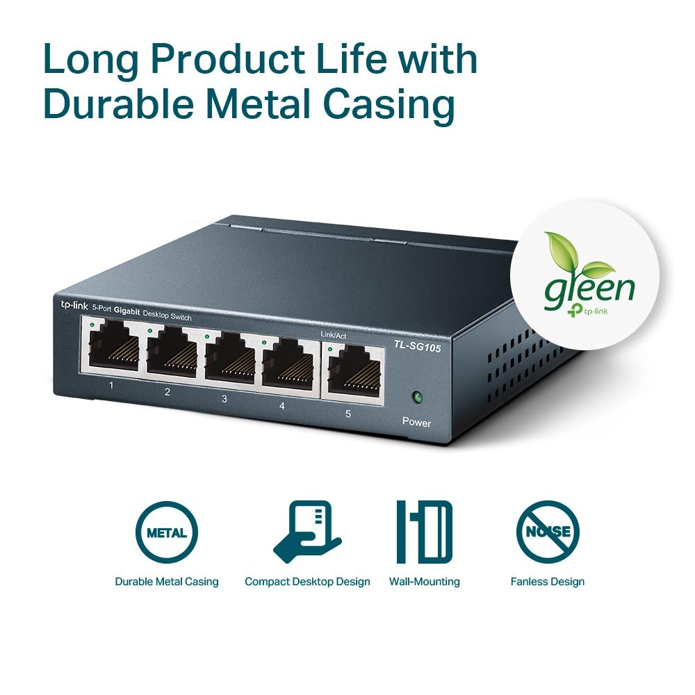 TP-Link TL-SG105, 5-Port 10/100/1000Mbps Desktop Switch