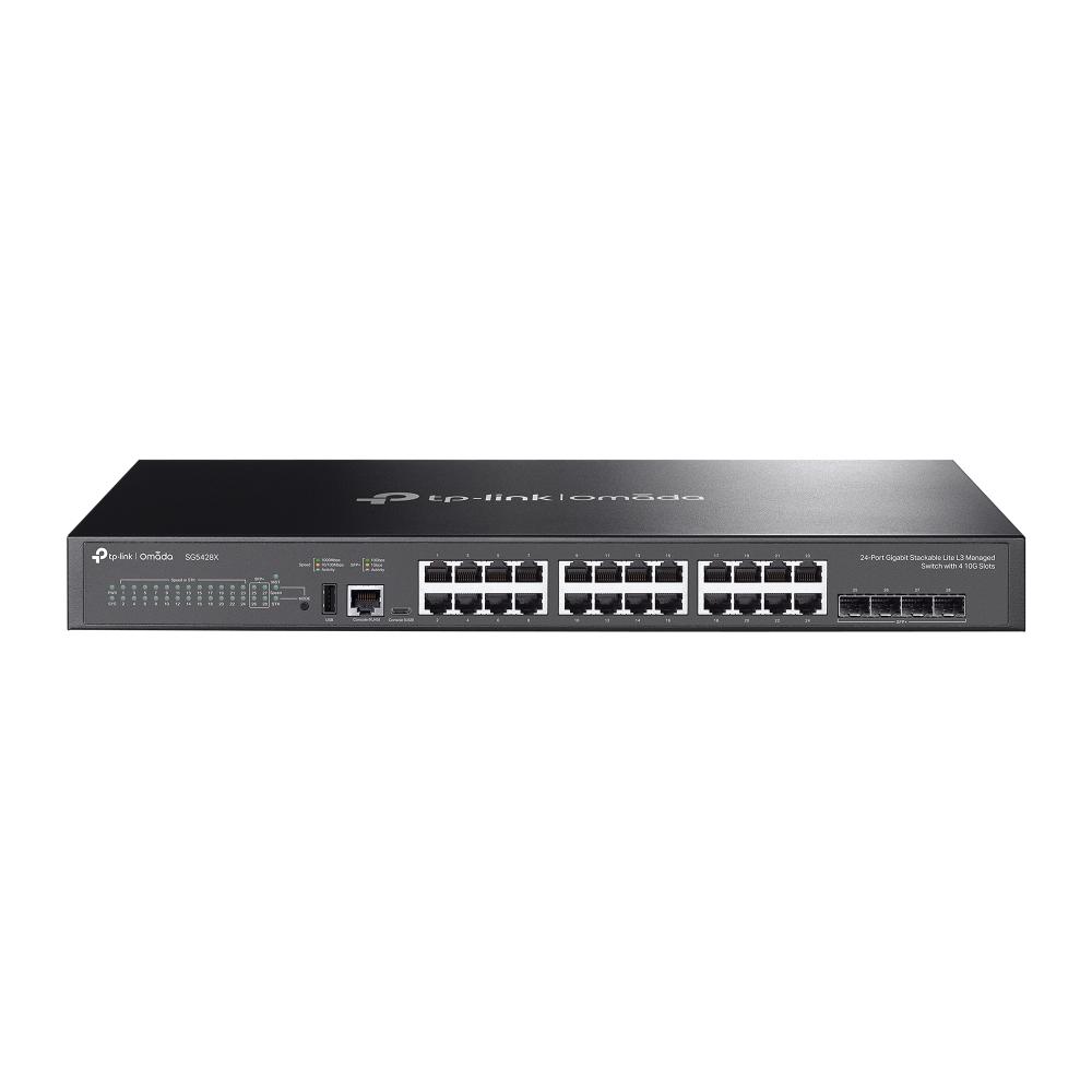 TP-Link SG5428X Switch, Omada 24-Port Gigabit Stackable Lite L3 Managed Switch with 4× 10G Slots